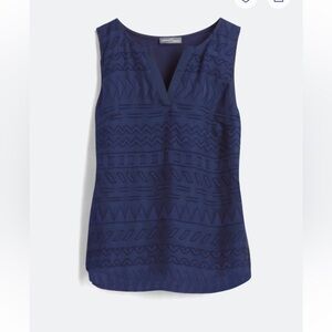 Market & Spruce Navy Ezide Textured Print Sleveless Top